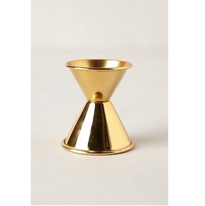 Jigger à cocktails double face de luxe en acier inoxydable avec poignée en bois, or et argent, pour barman et mixologie professionnelle - Product Image 6