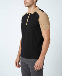 Camisetas Polo Slim-Fit 100% Algodón para Hombre, Camiseta Polo con Cuello de Cremallera, Estilo de Bloques de Color Dual, Tejido de Punto, Camiseta Polo Personalizada - Product Image 6