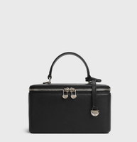 Étui à cosmétiques en cuir de taille moyenne avec fermeture à glissière, style élégant, poignée souple, sac de maquillage de voyage, couleur marron