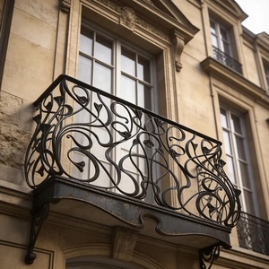 Rampe de balcon en fer forgé de style victorien KHP - Design décoratif mural - Résistant à la rouille - Installation facile - Taille personnalisable - Product Image 4