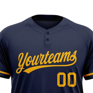 Camiseta de Béisbol Corta con Dos Botones y Estampado, Cuello Redondo, Costuras Duraderas, Transpirable, Absorbe la Humedad, Nombre del Equipo Personalizado, Venta al Por Mayor - Product Image 3