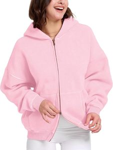 Sudadera con capucha y cremallera completa para mujer, estilo oversize, lavado ácido, peso pesado 380 GSM, 100% algodón, chaquetas de moda para otoño, ropa de invierno - Product Image 3