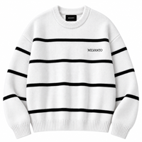 Pull en tricot rayé pour homme avec logo personnalisé Camel, mélange de coton et d'acrylique, col rond, manches longues, pull de qualité supérieure