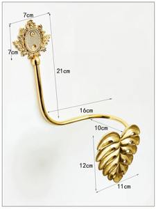 Soporte decorativo para cortinas con hojas doradas de primera calidad, gancho perfecto para la decoración de cortinas en la sala de estar, dormitorio, oficina y ventanas. - Product Image 3