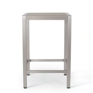 Tavolo da bar con struttura in alluminio da esterno da 43 pollici con finitura grigia e piano in vetro - Product Image 2
