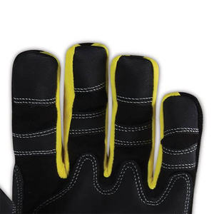 Guantes de trabajo resistentes hechos de cuero vacuno de primera calidad con palma y dedos reforzados en venta - Product Image 3