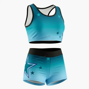 Tenue d'entraînement de danse et de cheerleading pour femmes, ensemble haut court et short de gymnastique à imprimé abstrait noir et blanc, tenue de performance pour la danse - Product Image 4