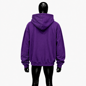 Sudadera con capucha y cremallera completa con estampado de estrella morada, estilo urbano oversize, unisex, con efecto desgastado, personalizada - Product Image 2