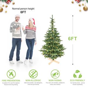 Albero di Natale Artificiale Ignifugo da 180 cm con Luci LED Preinstallate, Design Realistico in PE/PVC con Articolazioni - Product Image 2