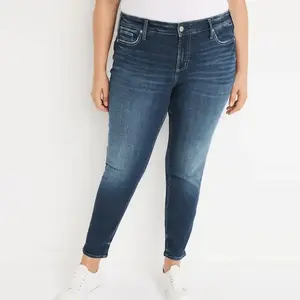 New Best Design Plus Size Women Mid Waist Casual Breathable Denim <b>Jeans</b> - Product Image 5