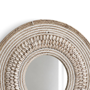 Round Sea Shell & Natural Rope Frame Wall <b>Mirror</b>, Minimalist Coastal Decor, Wall <b>Hanging</b> <b>Mirror</b> - Product Image 2