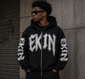Custom Cropped Raw Hem Streetwear Hoodie Letter French Terry Embroidered Patch Distressed Applique Acid Wash Hoodie Men - Product Image 4