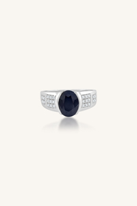 Anillo de Zafiro Azul y Diamantes en Plata de Ley 92.5 KLSR-11715 - Product Image 2