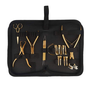 Kit de Herramientas para Extensiones de Cabello, Juego Profesional de Instalación y Remoción de Metal, Acabado Dorado, Duradero, Reutilizable, Calidad de Salón - Product Image 1