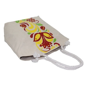 Shopping <b>Tote</b> Bag High Quality Customize Print Twisted Rope Handle Cotton Canvas Fabric Eco Friendly Beach Bag - Product Image 3