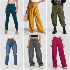 Pantalones Casuales de Pierna Ancha para Mujer, Cintura Alta Elástica, Color Liso, Verano, Nailon/Algodón, Ecológicos, Secado Rápido, Venta al Por Mayor Personalizada - Product Image 1