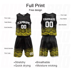 ชุดบาสเก็ตบอลแบบกลับด้านได้ สีเหลืองกุหลาบ แบบสั่งทำพิเศษ พร้อมชื่อและหมายเลขส่วนตัว ชุดเสื้อและกางเกงบาสเก็ตบอลแบบซับลิเมชั่นสำหรับทีม - Product Image 4