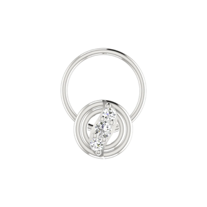 Épingle de nez de conception de cercle concentrique de bijoux de piercing fin en or 14K avec diamant naturel 0,046ct - Product Image 3
