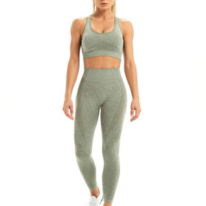 Conjunto de Yoga de 2 Piezas para Mujer, Poliéster, Espalda Cruzada, Cuello Redondo, Estampado a Cuadros, Pantalones Cortos de Cintura Alta, Cintura Elástica, Cómodo - Product Image 1