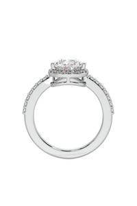 Anillo de compromiso y boda elegante con diamante solitario de 1.5 quilates, talla pera, halo, engastado en forma de gota, de plata 925, para mujer - Product Image 3