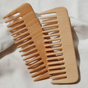 Peigne à cheveux en bois de Neem naturel, antistatique, fait main, à dents larges, pour démêler la barbe et masser le cuir chevelu, écologique, portable et léger - Product Image 1