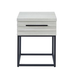 Comodino Moderno Contemporaneo Bianco Celeste con Vano Portaoggetti - Product Image 4