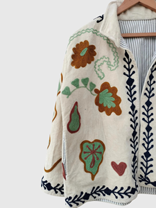 Chaqueta de Forro Polar de Algodón Bordada a Mano, Manga Larga, Cuello Alto, Estampado Floral, Talla Grande, Abrigo de Otoño para Mujer - Product Image 3