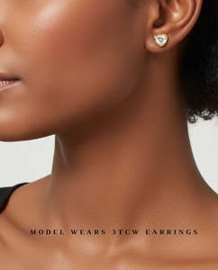 ต่างหูรูปหัวใจแบบฝังเพชรแล็บโกรว์ 0.5 กะรัต ดีไซน์แบบสตั๊ด ทำจากทอง 9K 18K สีเหลือง ขาว โรสโกลด์ และแพลตตินัม - Product Image 4