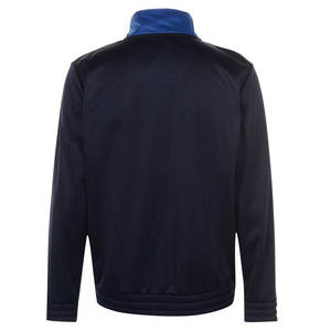 Survêtement sportif pour homme, noir et bleu roi, à blocs de couleur, manches longues, col montant, fermeture éclair, coupe droite, saison automne - Product Image 6