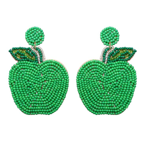 Boucles d'oreilles pendantes faites à la main en perles de rocaille, rouge pomme, vert, transparent, style mignon et tendance, pour fêtes, unisexe - Product Image 4