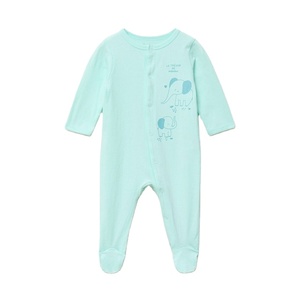 Pijama de Algodón de Manga Larga para Bebé, Suave y Cálido, Color Verde Turquesa, Mono para Bebé, Transpirable y Cómodo, Conjunto de Pijama para Recién Nacido - Product Image 2