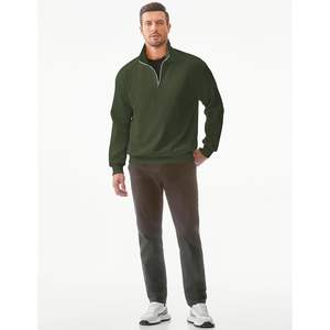 2025 hommes décontracté à manches longues quart Zip gaufré sweat couleur unie géométrique Texture pull tricot pour Polo avec doublé - Product Image 1