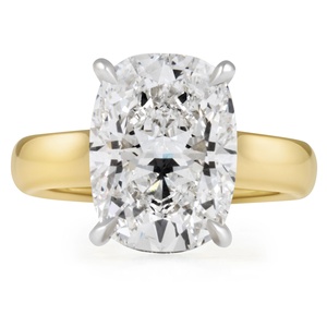 Bague de fiançailles en or blanc et jaune 14 carats avec diamant taille émeraude de 5,12 carats, certifié IGI, solitaire. - Product Image 1