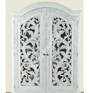 Luxury Handcrafted Solid Wood 2 Door <b>Wardrobe</b> Ornate Leaf Scroll Carving Shabby Chic White Armoire - Product Image 2