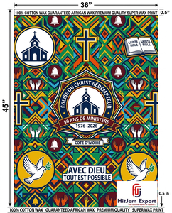 Premium African Wax Print Fabric 36 Inch Width Cotton Wax For Home Textile Decor Cameroun Church Design - Product Image 2