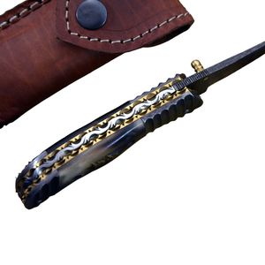 Cuchillo de Caza de Acero con Patrón Damasco, Hoja Fija, Mango de Madera y Funda de Cuero, Hecho a Mano, para Camping, Senderismo y Uso General al Aire Libre - Product Image 6