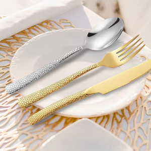 Ensemble de couverts en acier inoxydable martelé, design spécial forgé, largement utilisé pour les mariages, avec poignée robuste et durable - Product Image 4