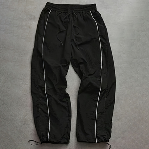 Premium Customizable Men's White Baggy Wide Leg Pants Black Side Insert Panels Fashion Streetwear <b>Joggers</b> - Product Image 1