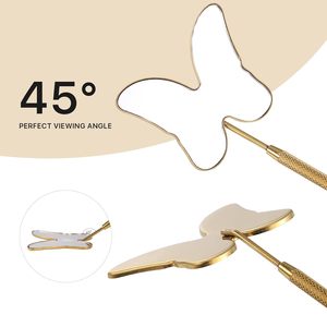 Golden Butterfly 40 Degree Curved HD Eyelash <b>Mirror</b> Detachable Handle Design Small Lash <b>Mirrors</b> - Product Image 2
