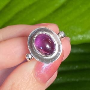 Amethyst Silver <b>Ring</b> Handmade <b>Crystal</b> Statement <b>Ring</b> Boho Festival Gothic Whimsigoth Witchy Mystic Jewelry Gift - Product Image 2