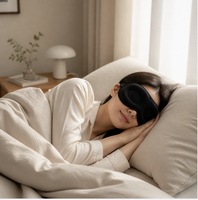 Máscara de Dormir Personalizada con Logotipo 3D, Espuma Viscoelástica Contorneada sin Presión, Transpirable, Duradera, Hipoalergénica, con Correa Ajustable y Alas para la Nariz
