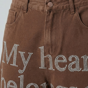 Custom Baggy <b>Jean</b> Shorts Rhinestone Vintage Washed Denim Jorts Shorts Denim Shorts <b>Men</b> Vintage Streetwear rhinestone <b>Jean</b> Shorts - Product Image 4