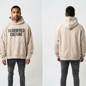 Sweat à capuche oversize pour homme, coupe ample, en coton imprimé, à manches longues, en molleton épais, avec bords bruts et effet vieilli - Product Image 6