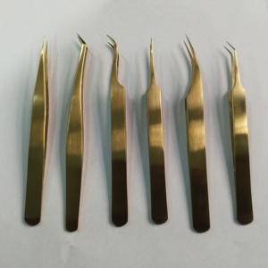 <b>Titanium</b> Gold High Quality Durable 10mm Smooth Tip Stainless Steel Eyebrow Tweezers Customizable Packaging & Logo - Product Image 5