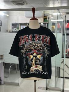 T-shirt à manches courtes pour homme Rexfit, noir, avec imprimé couronne d'épines de Jésus, col rond, coupe classique, style punk, jersey en coton - Product Image 1