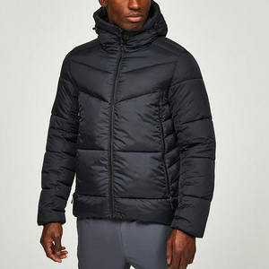 Veste matelassée personnalisable en polyester 100 % bleu marine pour homme, col montant, imperméable et coupe-vent, vente en gros - Product Image 6