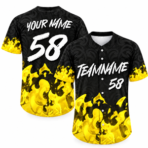 Maillot de baseball personnalisé en polyester 100% sublimé, manches courtes, imprimé avec le nom/numéro de l'équipe, uniformes d'équipe pour hommes entièrement boutonnés - Product Image 3