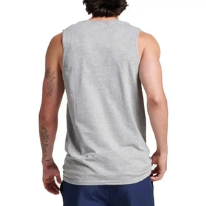 Camiseta sin Mangas de Jersey Grueso para Hombre, Personalizable con Impresión, de Alta Calidad OEM, Color Gris Melange, Corte Holgado, Informal, Venta al Por Mayor - Product Image 3