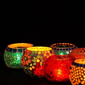 Handmade Mosaic Glass <b>Tealight</b> Candle Holder Decorative Votive <b>Lantern</b> for Home Decor Table Centerpiece Gift - Product Image 5
