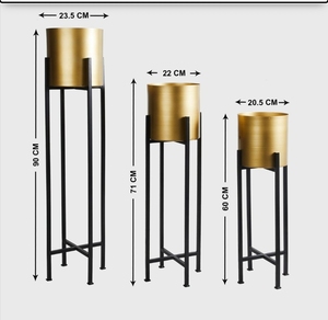 Contemporary Metal <b>Planters</b> with <b>Raised</b> Stands for Indoor Plants Stylish Home Decor Flower Pots for Modern Residential Interiors - Product Image 4